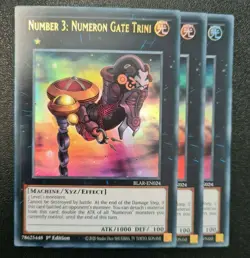Number 3: Numeron Gate Trini x3 Yu-Gi-Oh! BLAR-EN024 1st Ultra Rare PLAYSET - Image 1