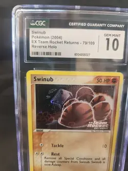 CGC 10 Swinub EX Team Rocket Returns 79/109 Reverse Holo Stamped Pokemon Card - Image 2