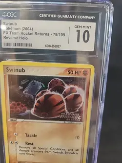 CGC 10 Swinub EX Team Rocket Returns 79/109 Reverse Holo Stamped Pokemon Card - Image 3