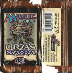 MTG: URZA'S SAGA empty Phyrexian Colossus Booster wrapper; rear tears, NO CARDS - Image 1
