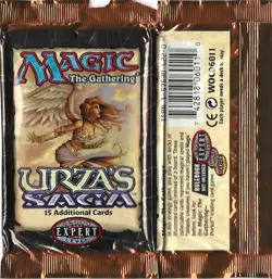 MTG: URZA'S SAGA empty Herald of Serra Booster Pack wrapper; rear tears NO CARDS - Image 1