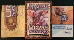 MTG: URZA'S SAGA Tournament Pack box with inserts; NM condition, NO CARDS, 1998 - Image 1