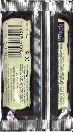 MTG: TEMPEST empty Volrath Booster Pack wrapper; PERFECT opening, NO CARDS, 1997 - Image 2