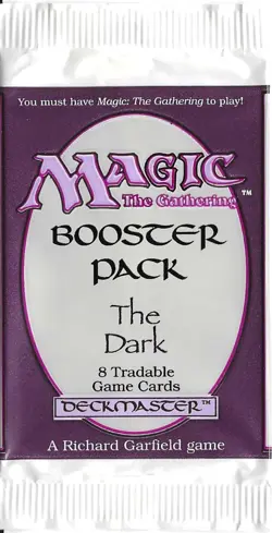 MTG: THE DARK Booster Pack wrapper; PERFECT opening, NO CARDS, 1994 - Image 1