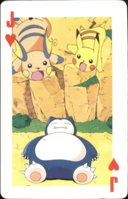 Vintage Pokemon Pocket Monsters Playing Cards Jack of Hearts Pikachu Snorlax - Image 1