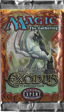 MTG: EXODUS empty Booster Pack wrapper; PERFECT opening, NO CARDS, 1998 - Image 1