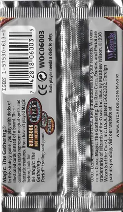 MTG: EXODUS empty Booster Pack wrapper; PERFECT opening, NO CARDS, 1998 - Image 2