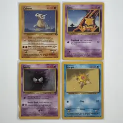 Vintage Pokemon 1999-2000 Base 4 Card Lot - Abra, Cubone, Gastly, Staryu - Image 1