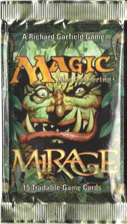 MTG: MIRAGE empty Jungle Troll Booster Pack wrapper; rear tears, NO CARDS, 1996 - Image 1