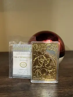 1999 Burger King Gold Plated Pokemon Charizard card 23k Pokeball - Image 1