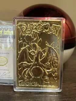 1999 Burger King Gold Plated Pokemon Charizard card 23k Pokeball - Image 2