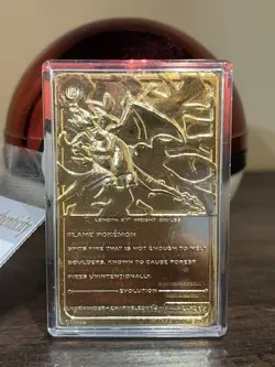 1999 Burger King Gold Plated Pokemon Charizard card 23k Pokeball - Image 3