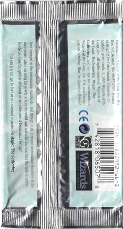 MTG: ICE AGE empty Karplusan Yeti Booster Pack wrapper; edge tears; NO CARDS - Image 2