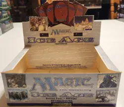 MTG: ICE AGE empty Booster Pack display box; minimal wear, NO CARDS, 1995 - Image 1