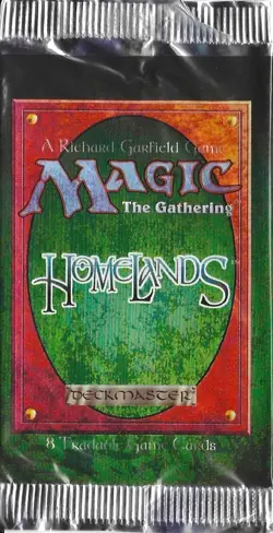 MTG: HOMELANDS empty Booster Pack wrapper; edge tears, NO CARDS, 1995 - Image 1