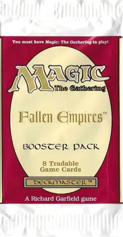 MTG: FALLEN EMPIRES empty Booster Pack wrapper; PERFECT opening, NO CARDS, 1994 - Image 1