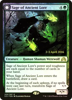 MTG FOIL Sage of Ancient Lore Werewolf of Ancient Hunger Prerelease Shadows - Image 1