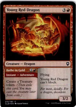 Magic The Gathering Young Red Dragon HOLO Common #210 - Image 1