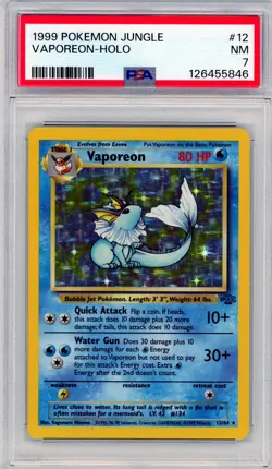 1999 Pokemon Jungle Vaporeon 12/64 Holo PSA 7 - Image 1