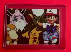 🔥 PIKACHU ASH PSYDUCK WIGGLY Pokemon Pocket Monsters Vending Prism Sticker NM - Image 1