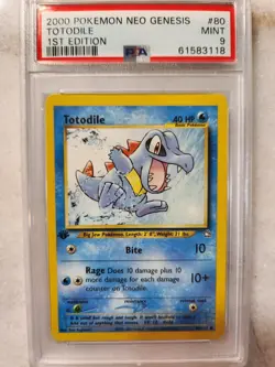 Pokemon Neo Genesis 1ST Edition Totodile #80 PSA 9 - Image 1