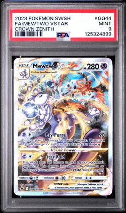 2023 POKEMON SWORD & SHIELD CROWN ZENITH #GG44 FULL ART/MEWTWO VSTAR PSA 9 - Image 1