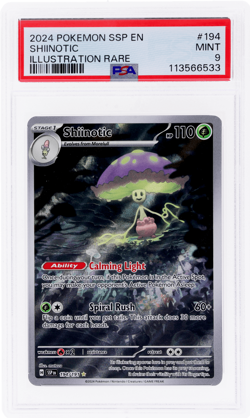 2024 Pokemon Surging Sparks Shiinotic Illustration Rare #194 PSA 9 - Image 1