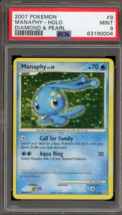 Pokemon Manaphy Diamond & Pearl Holo Rare #9 PSA 9 Mint - Image 1