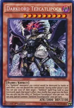 YUGIOH Darklord Tezcatlipoca DESO-EN031 1st edition Secret Rare Near-Mint NM - Image 1