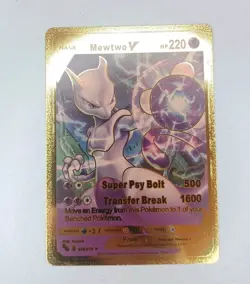 Mewtwo V Ultra Rare Gold Metal Fan Art Display Card 030/078 NM/M - Image 1