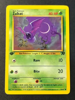 Zubat 70/82 1st Edition Rare Team Rocket - WOTC Pokemon Card LP - Image 1