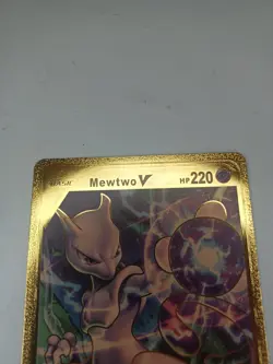 Mewtwo V Ultra Rare Gold Metal Fan Art Display Card 030/078 NM/M - Image 2