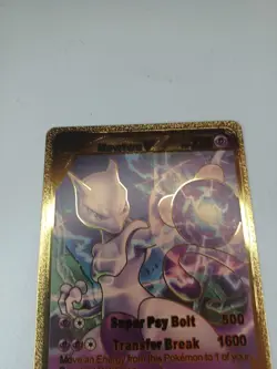 Mewtwo V Ultra Rare Gold Metal Fan Art Display Card 030/078 NM/M - Image 3