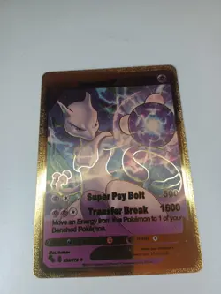 Mewtwo V Ultra Rare Gold Metal Fan Art Display Card 030/078 NM/M - Image 5