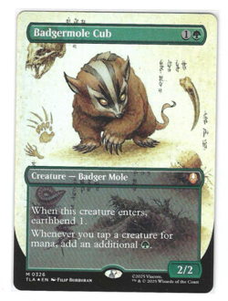 [NM] Magic the Gathering Badgermole Cub (Borderless Foil) [M 0326] - Image 1
