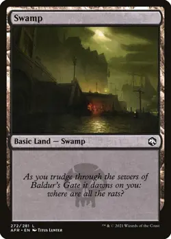 MTG M8 - NEW 25 FOIL SAME ART BASIC LAND SWAMP - AFR #272 BY TITUS LUNTER - Image 2