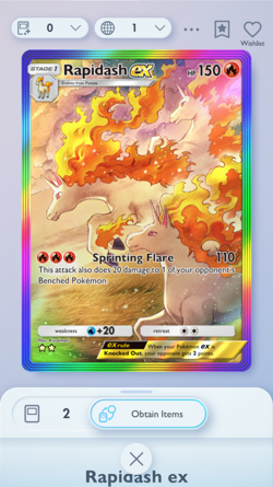 Rapidash Special Art Rare in Pokemon TCG Pocket, English language, Mega-Rising - Image 1