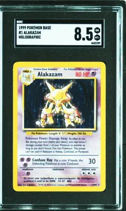 1999 Pokemon Base Set - Alakazam #1/102 Holo Pokemon Card Graded SGC 8.5 - Image 1