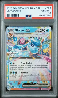 2025 POKEMON HOLIDAY CALENDAR #026 GLACEON EX PSA 10 - Image 1