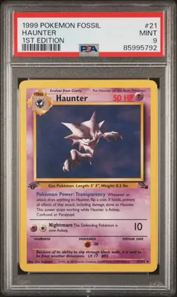 Pokemon Haunter First Edition Fossil Non Holo #21 PSA 9 MINT - Image 1