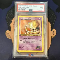 PSA 9 MINT 2000 Pokemon Gym Heroes SABRINA'S ABRA #91 1st Edition - Image 2