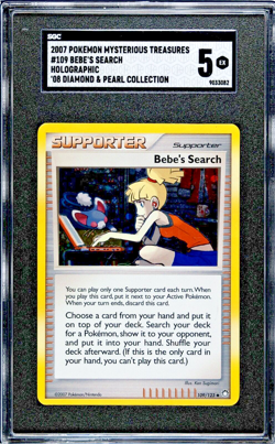 2007 Pokemon, Mysterious Treasures #109/123 Bebe's Search, Holo SGC 5 EX POP 1 - Image 1