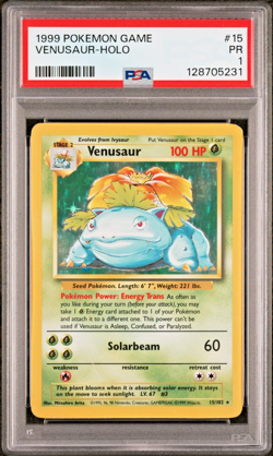 PSA 1 PR 1999 Base Set Venusaur 15/102 Holo Foil Pokemon WOTC Unlimited - Image 1