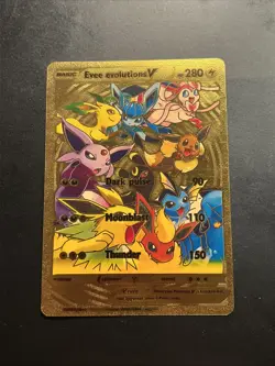Evee Evolutions V Hp 289 Gold Foil Fan Art Nm Pokemon 2024 - Image 1