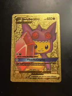Pokemon TCG Pikachu Mega Sableye Tag Cosplay Gold Metal Foil HP 480 Fan Art - Image 1