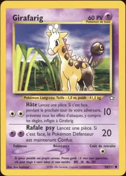2001 Pokemon FRENCH Unlimited Neo Genesis Girafarig 58/111 NM-MT - Image 1