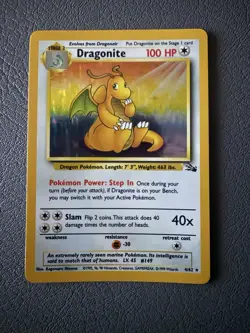 Pokemon TCG Dragonite Fossil Holo Unlimited Rare Card 4/62 - Image 1