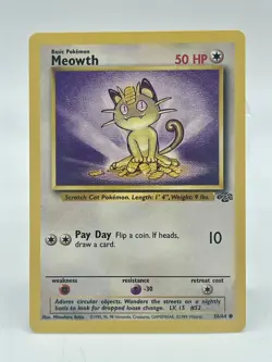 Meowth Jungle Set Non Holo Common 56/64 Pokemon TCG Vintage 1999 WOTC NM - Image 1