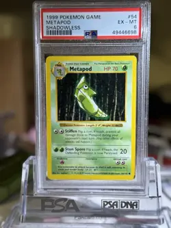 1999 Pokemon TCG Base Set Shadowless Metapod #54/102 PSA 6 - Image 1