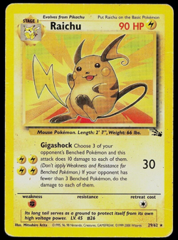 Pokemon Fossil 29/62 Raichu 1999-2000 3rd Print Australian RARE! - Image 1